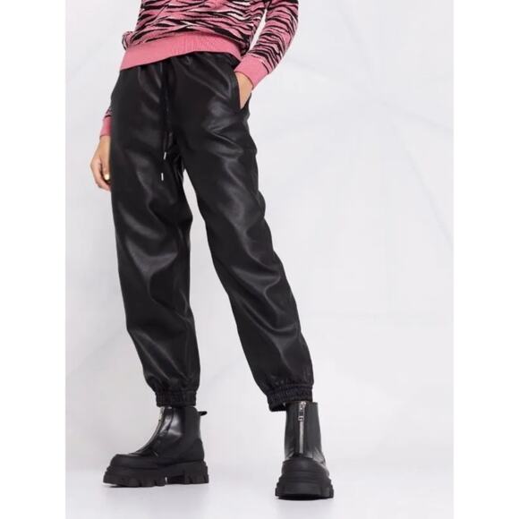 Stella McCartney Kira Faux Leather Sweatpants Jogger Pants Womens Size 34 / US 0 - Picture 1 of 16